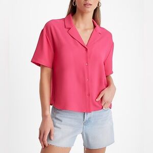 Express Short Sleeve Button Up Boxy Shirt